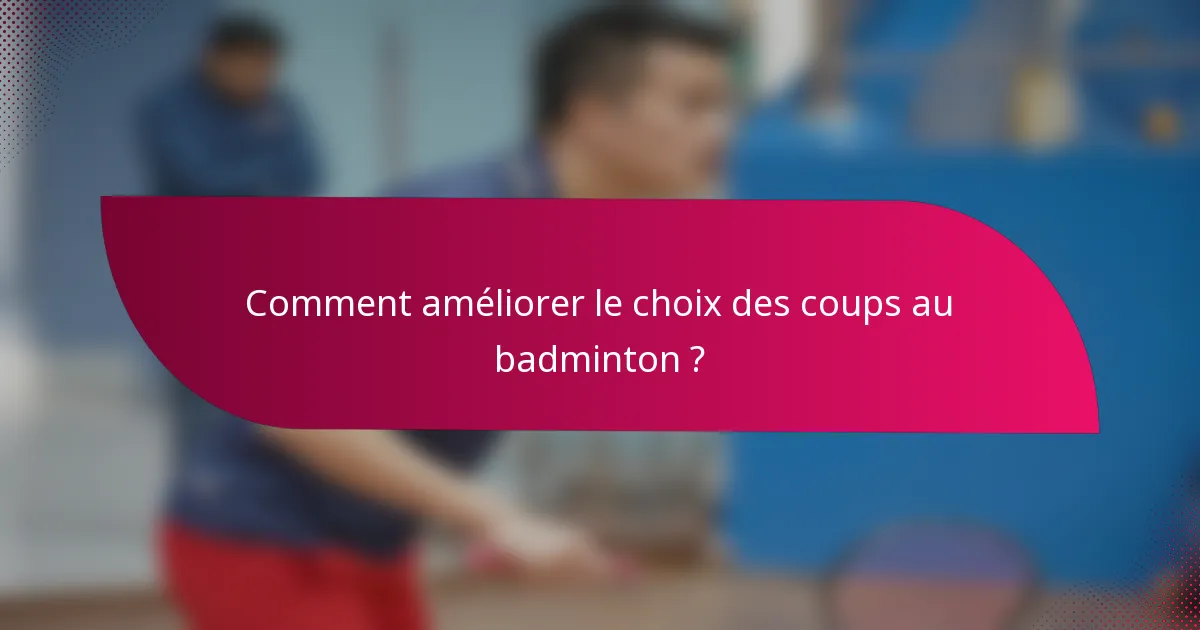 Comment améliorer le choix des coups au badminton ?