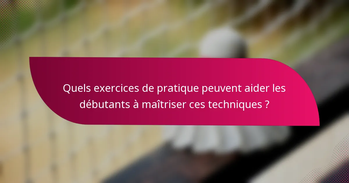 Quels exercices de pratique peuvent aider les débutants à maîtriser ces techniques ?